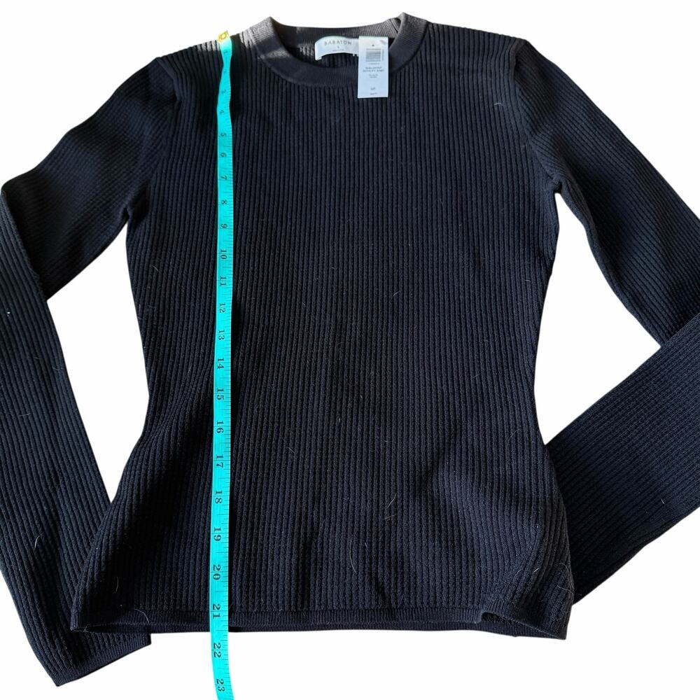 Babaton Waldorf Sculpt Knit Black Long-Sleeve Crewneck Top Shirt NWT Size Small - Picture 7 of 16